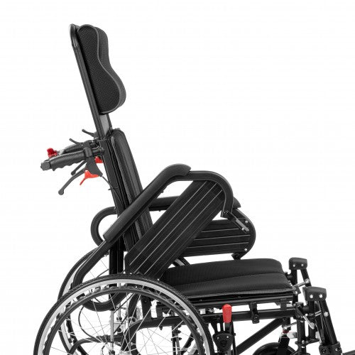 NEURO-TIM Aluminium Reclining Wheelchair – Adjustable Backrest, Elevating Leg Rests, Head Support & Anti-Tip Safety System
