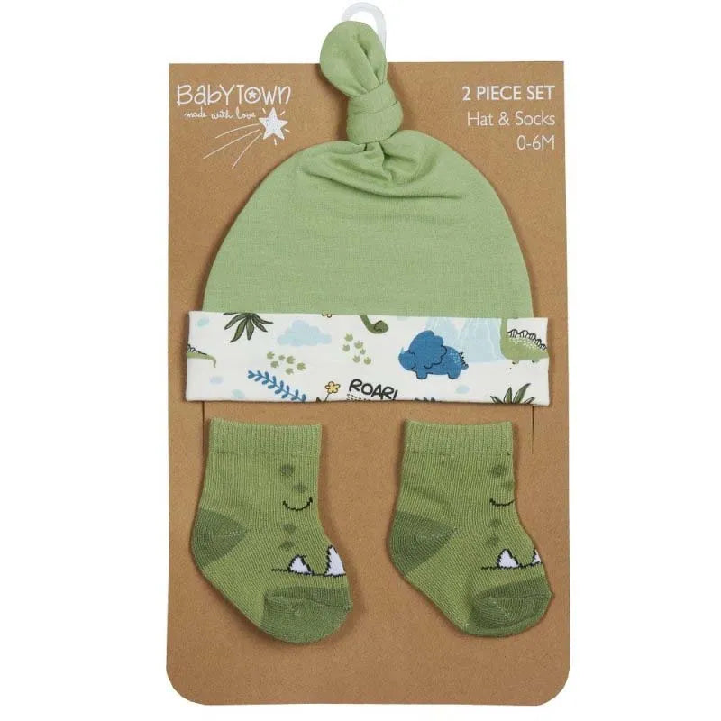 Babytown 2Pce Dinosaur Hat & Sock Set (Pack of 6)