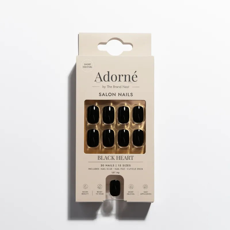 Adorne by Tbn Black Heart False Nails – nails