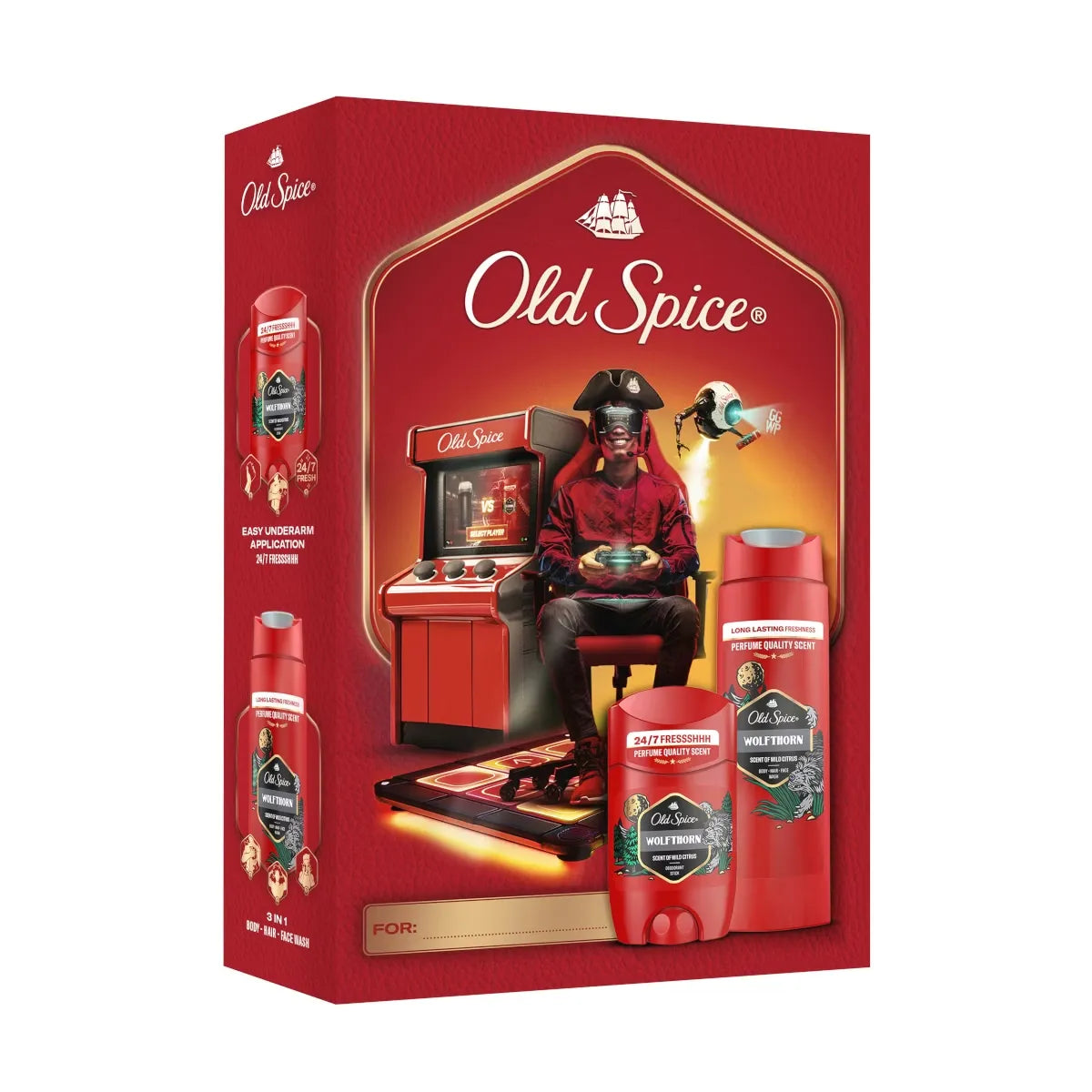 Old Spice Wolfthorn 2Pce Gift Set Deo Stick & S/Gel (Pack of 6)