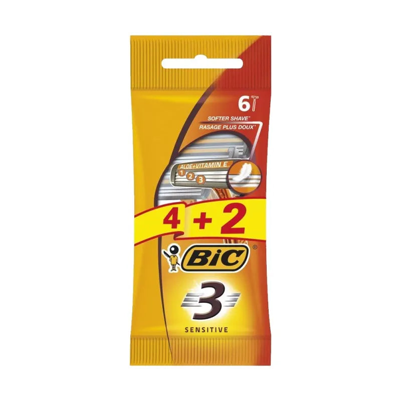 Bic 3 Blade 4+2 Sensitive (Pack of 6)