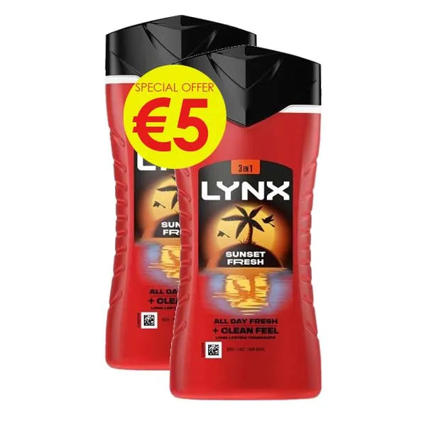 Lynx Sunset Fresh S/Gel 225ML***Twin PK (Pack of 6)