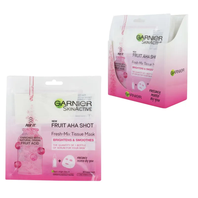 Garnier Fruit Aha Tissue Mask Pink X15 (Pack of 15)