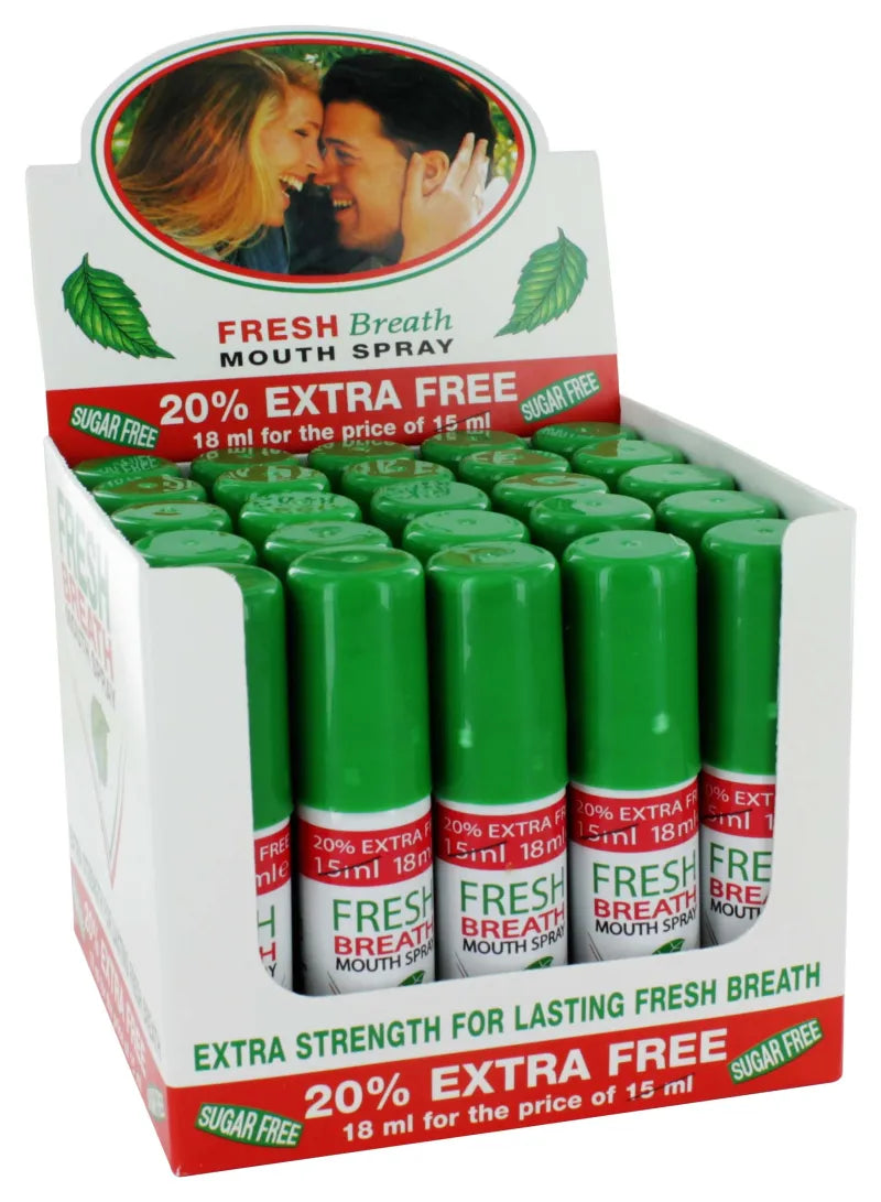 Fresh Breath Mouth Spray Peppermint (Green)X 25 (Pack of 25)