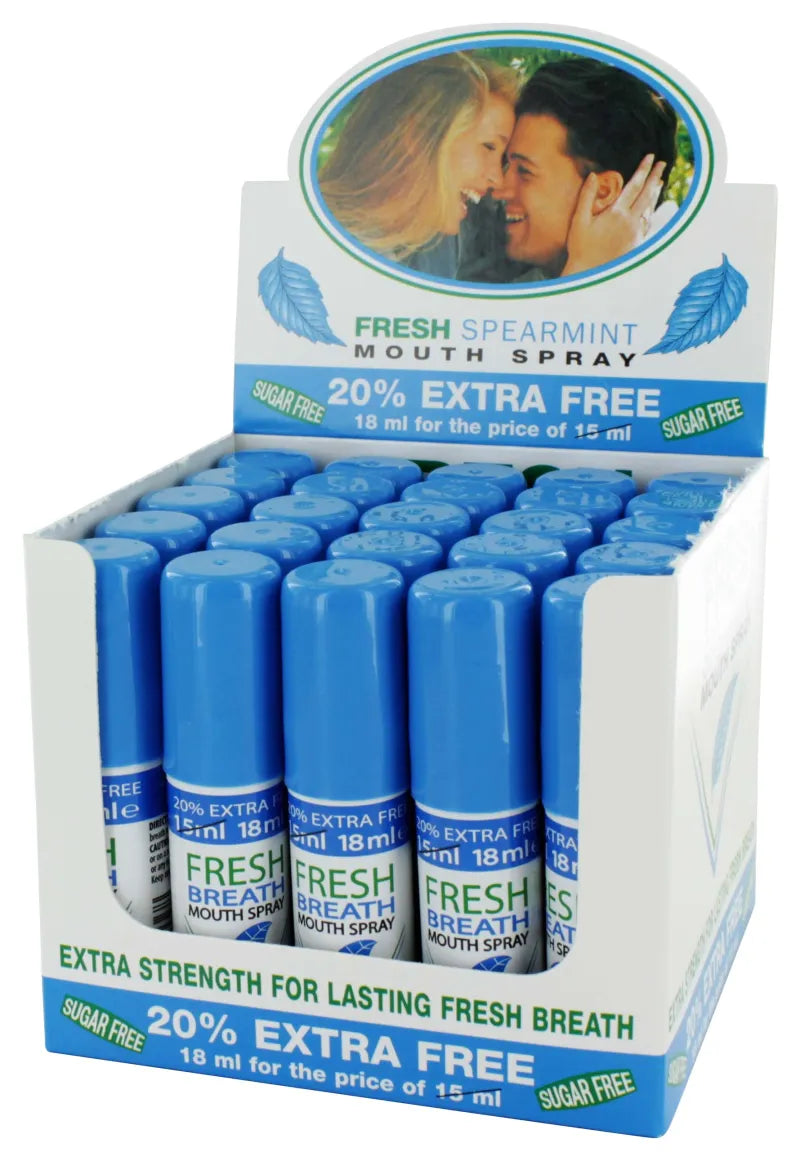 Fresh Breath Mouth Spray Spearmint (Blue) X 25 (Pack of 25)