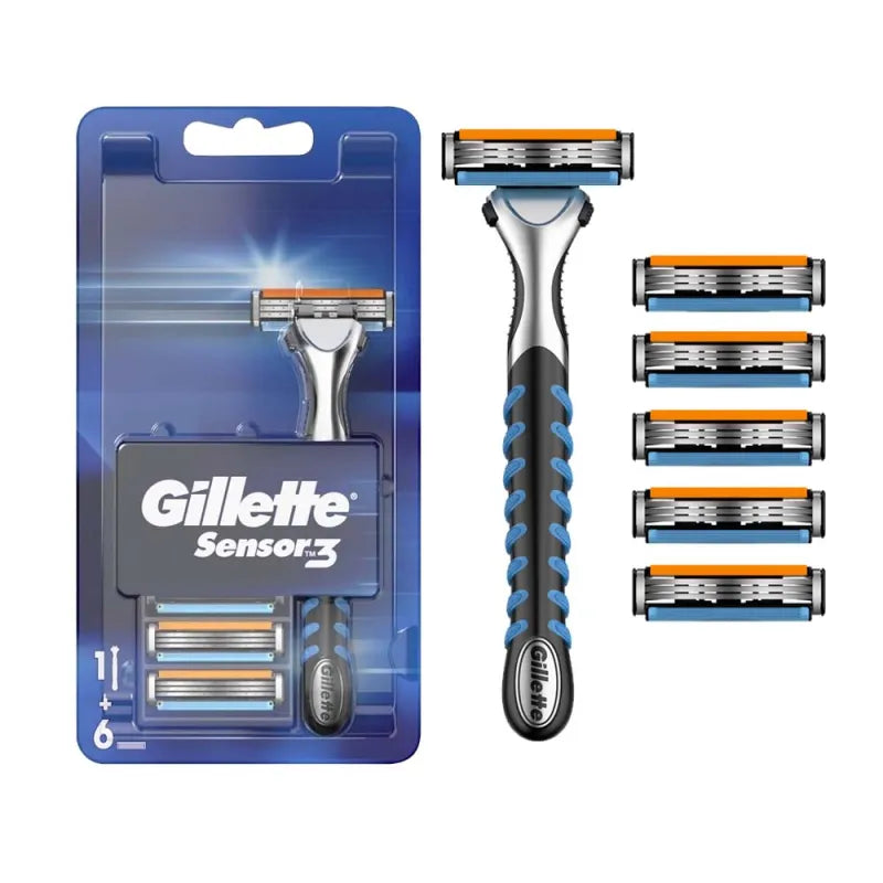 Gillette Sensor 3 Razor + 6 Heads Blue Pack X10 (Pack of 10)