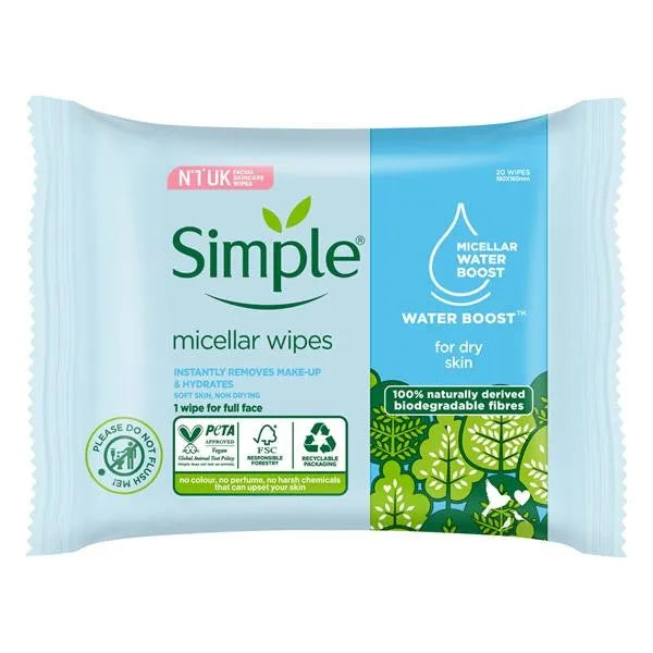 Simple 20S Micellar Water Wipes (Pack of 12)