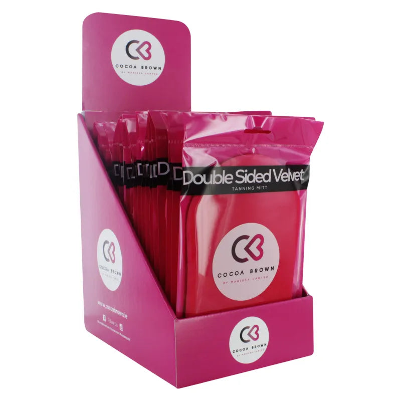 Cocoa Brown Velvet Tanning Mitt Double Sided Display X 24 (Pack of 24)