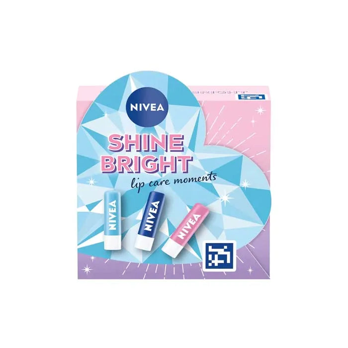 Nivea Shine Bright 3 X Lip Balm Set (Pack of 6)