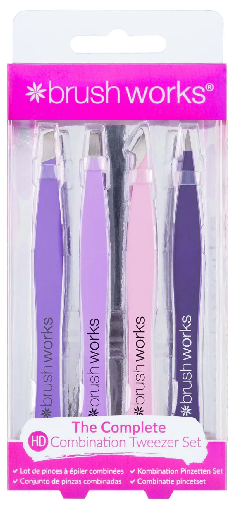 Brush Works Hd Combination Tweezer Set Coloured (Pack of 6)