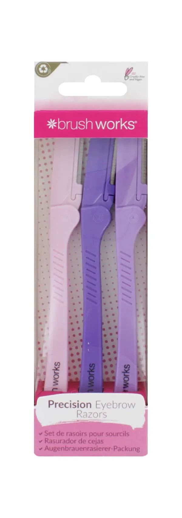 Brushworks Precision Eyebrow Razor 3S Folding Dermaplaner 52 56 351 (Pack of 6)