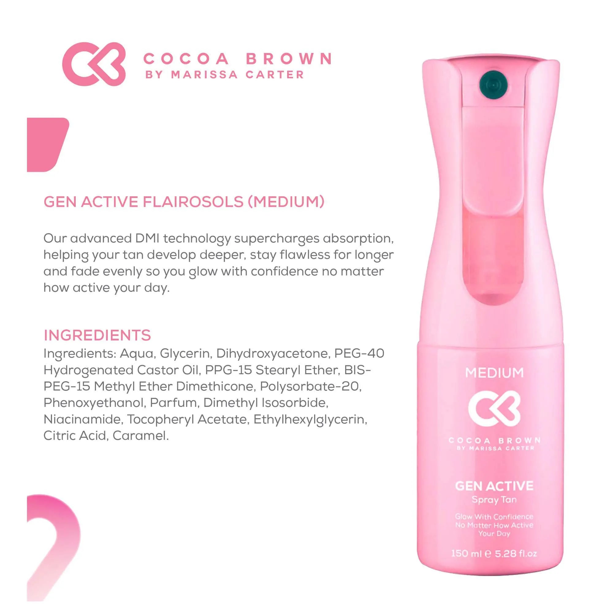 Cocoa Brown Gen Active Medium Flairosols Spray Tan 150ML (Pack of 6)