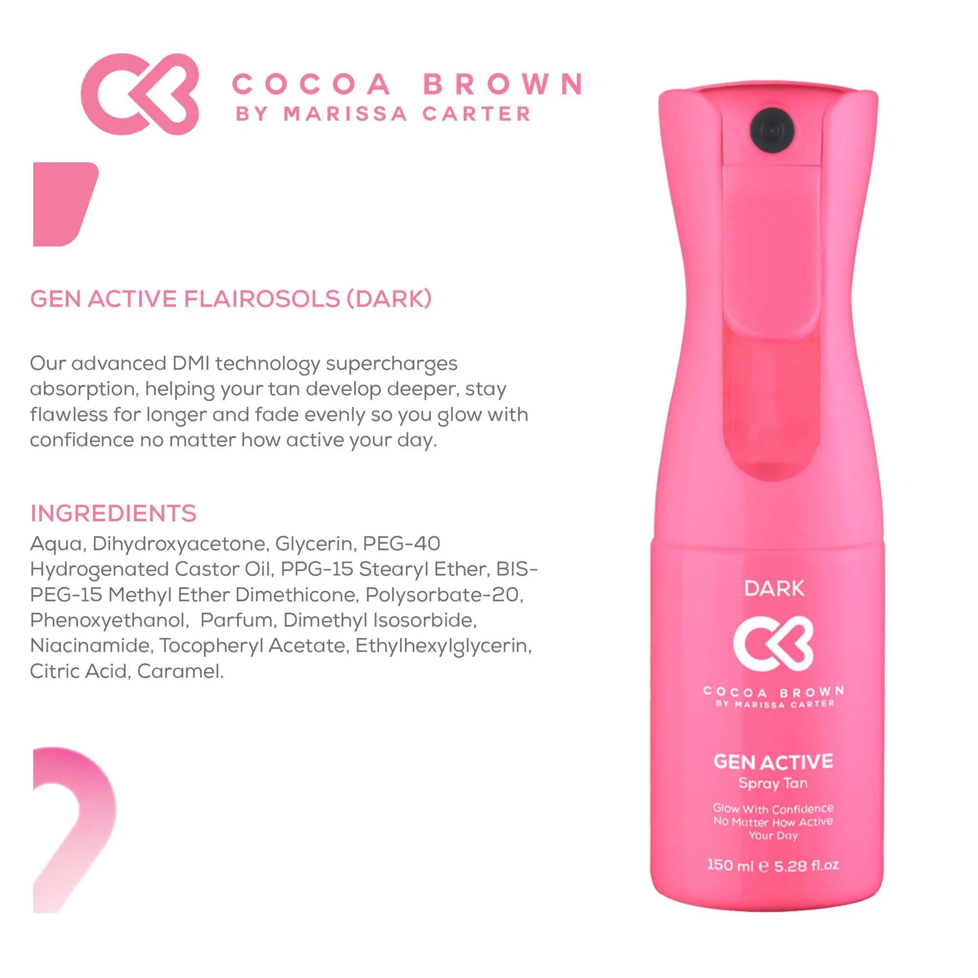 Cocoa Brown Gen Active Dark Flairosols Spray Tan 150ML (Pack of 6)