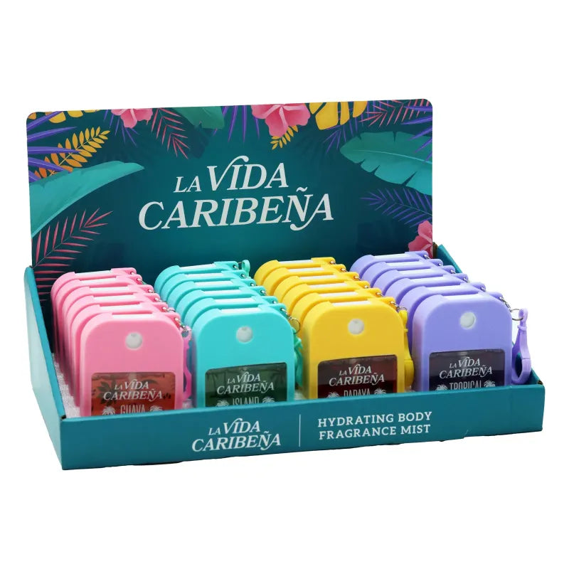 La Vida Caribena Body Mist Bag Fob 35ML Disp X24 (Pack of 24)