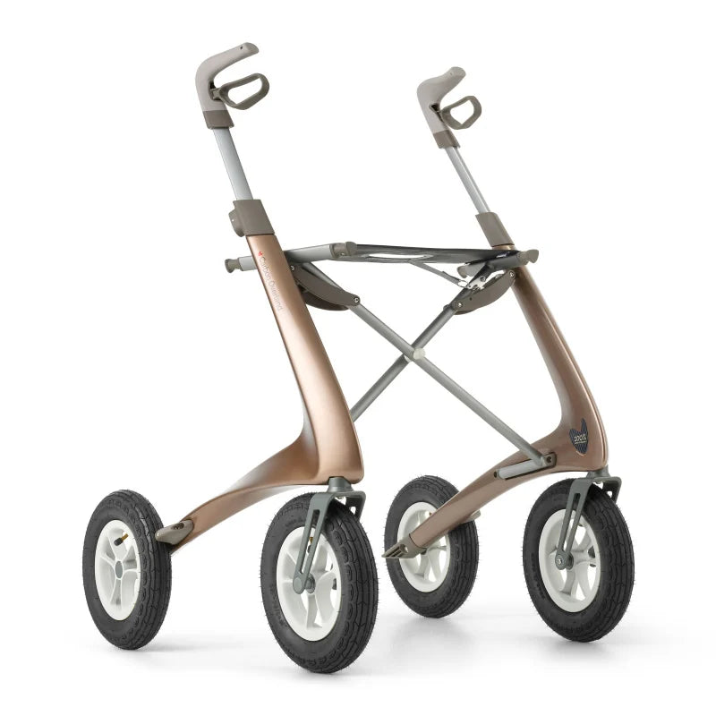 byACRE Carbon Overland Rollator in Bentley Brown - All-Terrain Carbon Fibre Walker