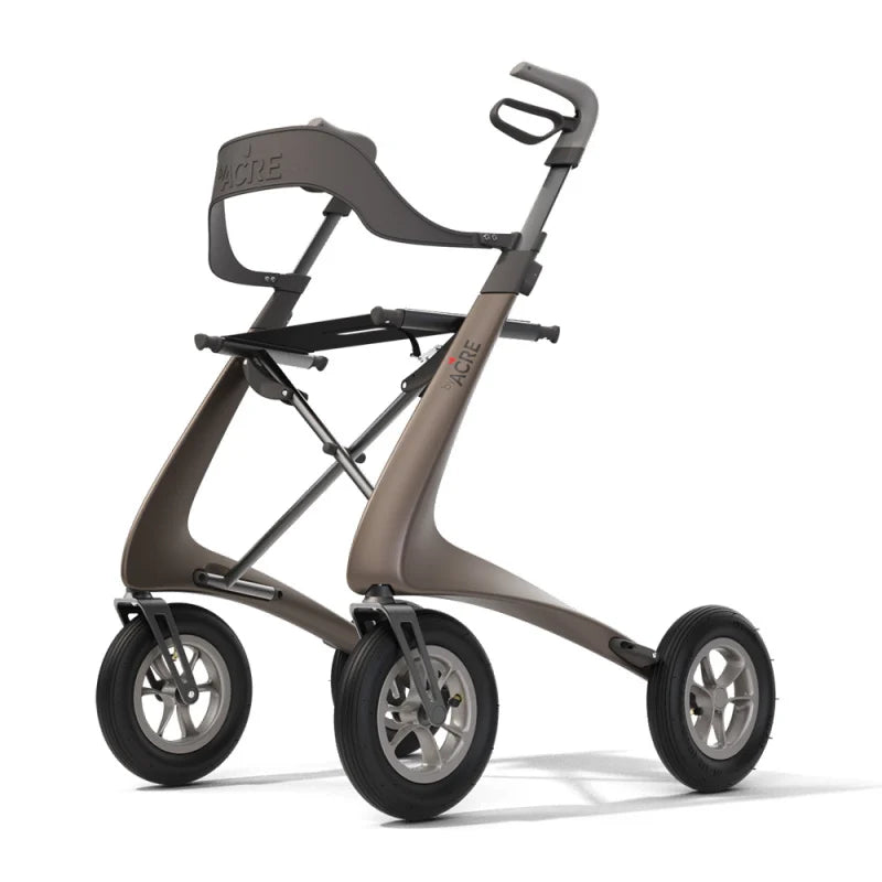 byACRE Carbon Overland Backrest - Front Left Perspective on Brown Rollator