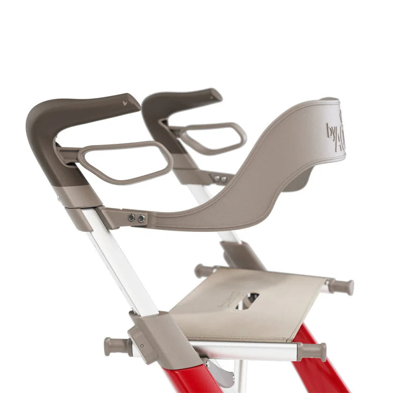 byACRE Carbon Ultralight Backrest - Close-Up on Strawberry Red Rollator