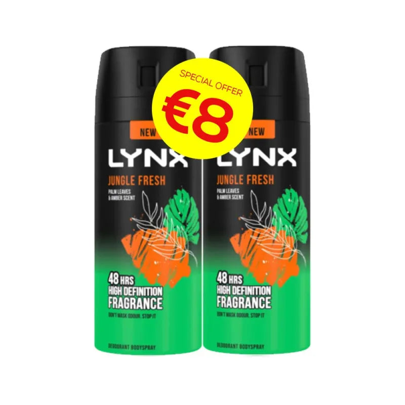 Lynx Jungle Fresh Deodrant 150ML Twin PK (Pack of 6)