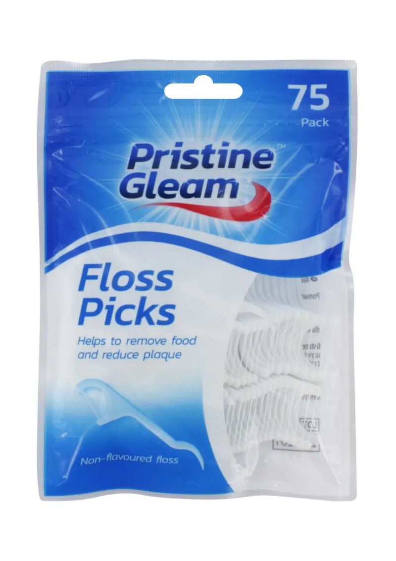 Pristine Gleam 75 Floss Picks (Pack of 12)