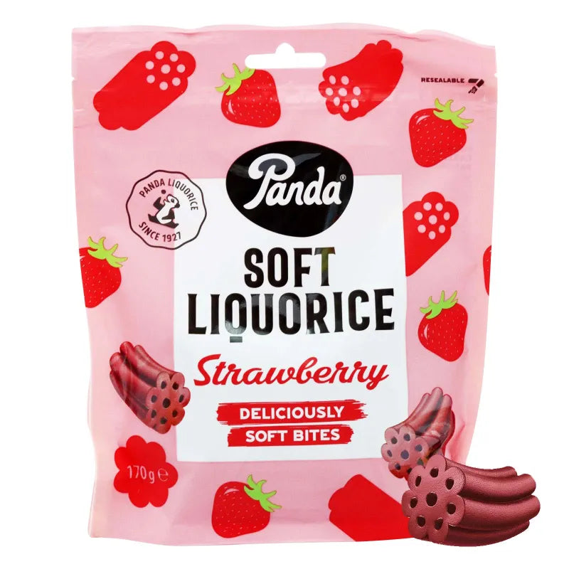 Panda Soft Liquorice Strawberry 170G (Pack of 18)