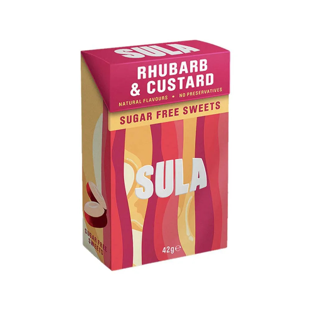 Sula Sugar Free Rhubarb & Custard Sweets X14 (Pack of 14)