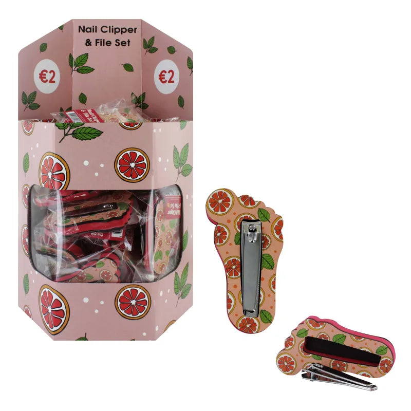 Foot Shape Nail Buffer & Clipper Set Display X 40 (Pack of 40)