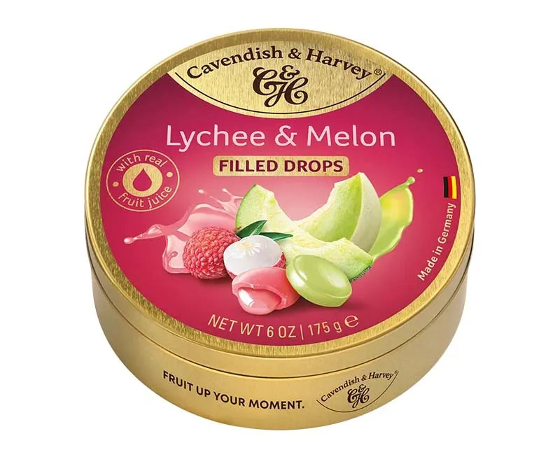 Cavendish & Harvey Lychee & Melon Drops 175G (Pack of 9)