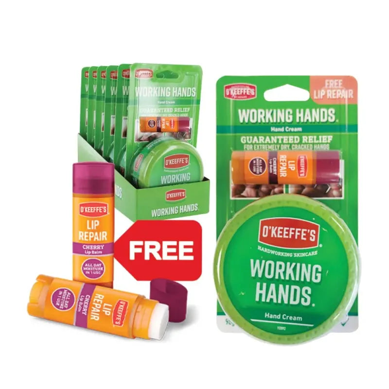 O'Keeffe'S Working Hands Pot 96G Free Cherry Lip Balm 119331 (Pack of 6)