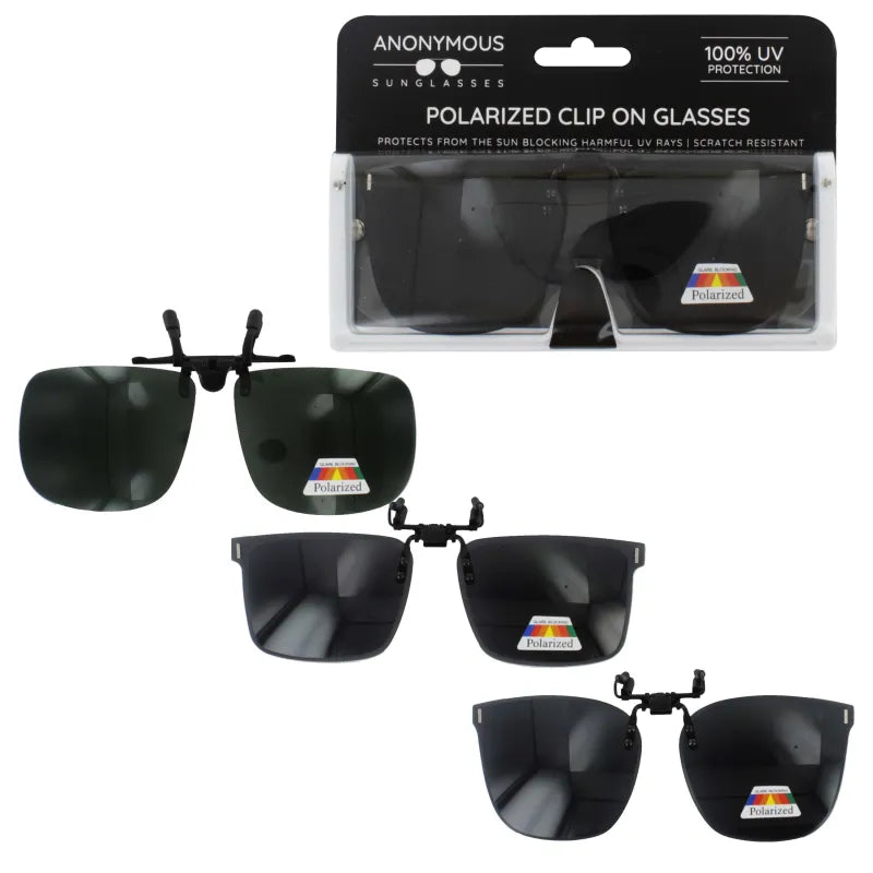 Anonymous Polarised Clip On Sunglasses (Pack of 6)