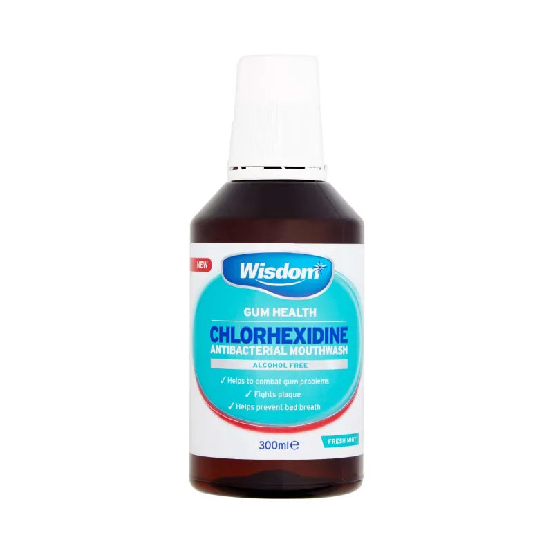 Wisdom Chlorhexidine Mouthwash Mint 300ML Alcohol Free (Pack of 6)