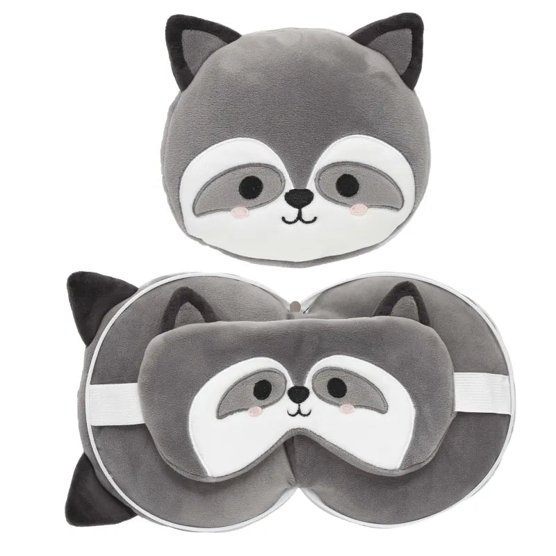 Resteazzz Head Pillow With Eye Mask Grey Racoon (Pack of 3)