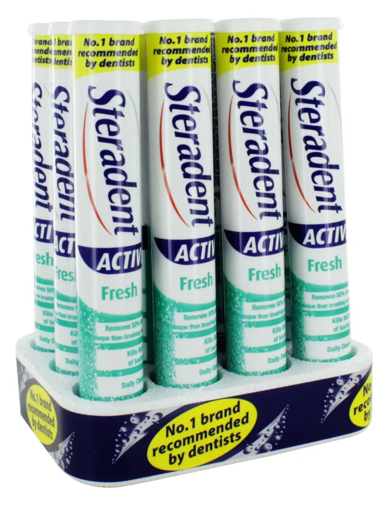 Steradent 30 Denture Tablets Active Fresh(Green) (Pack of 12)