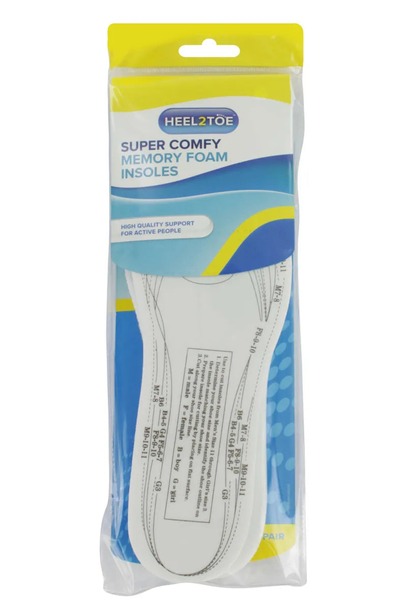 851019 Heel 2 Toe Memory Foam Insoles (Pack of 12)