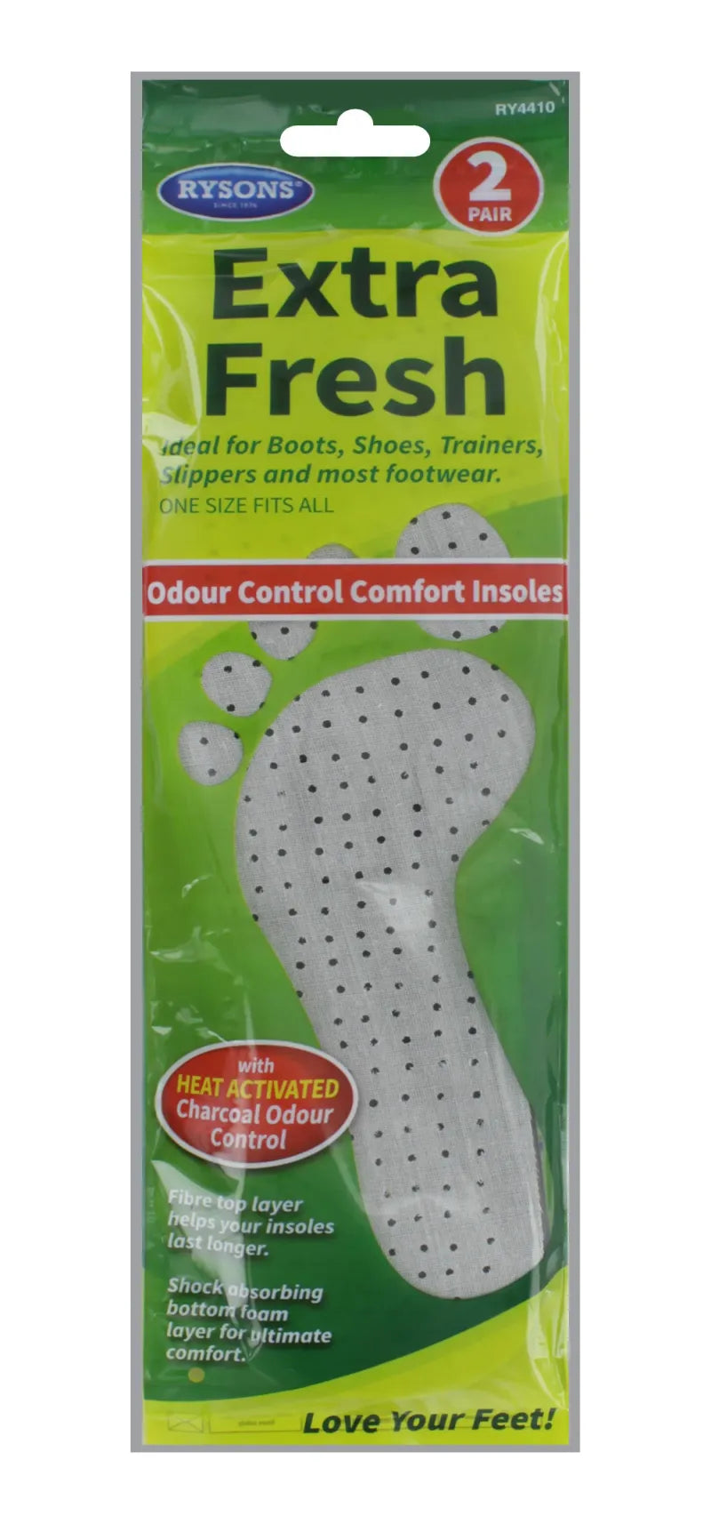 Rysons 2 Pair Extra Fresh Insoles (Pack of 6)