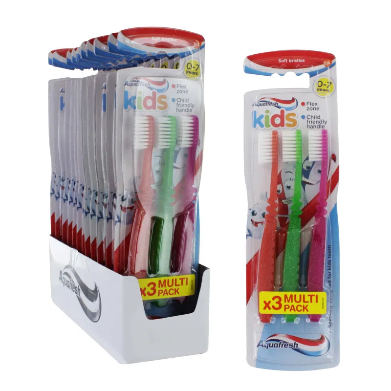 Aquafresh 3 Pack Toothbrush 0-7 X 12 (Pack of 12)