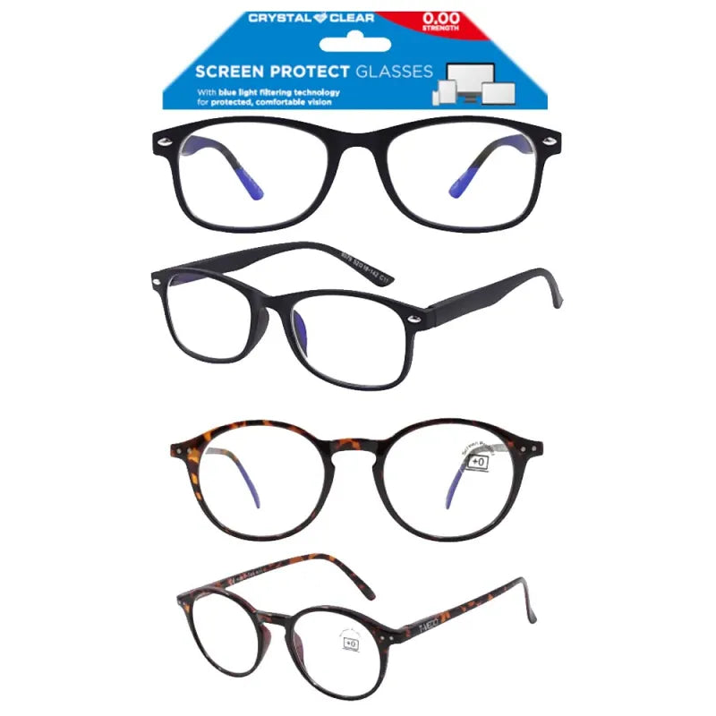 Crystal Clear Blue Light Screen Protect Glasses...Zero Strenght (Pack of 12)
