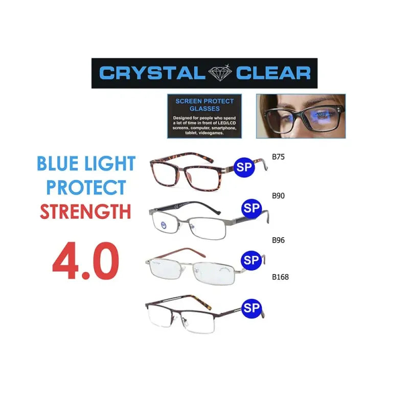 Crystal Clear Readers Blue Light Protect Glasses 4.0 (Pack of 6)
