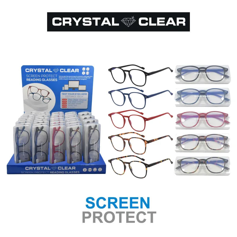 Crystal Clear Reading Glass Blue Lens Display X 30 (Pack of 30)
