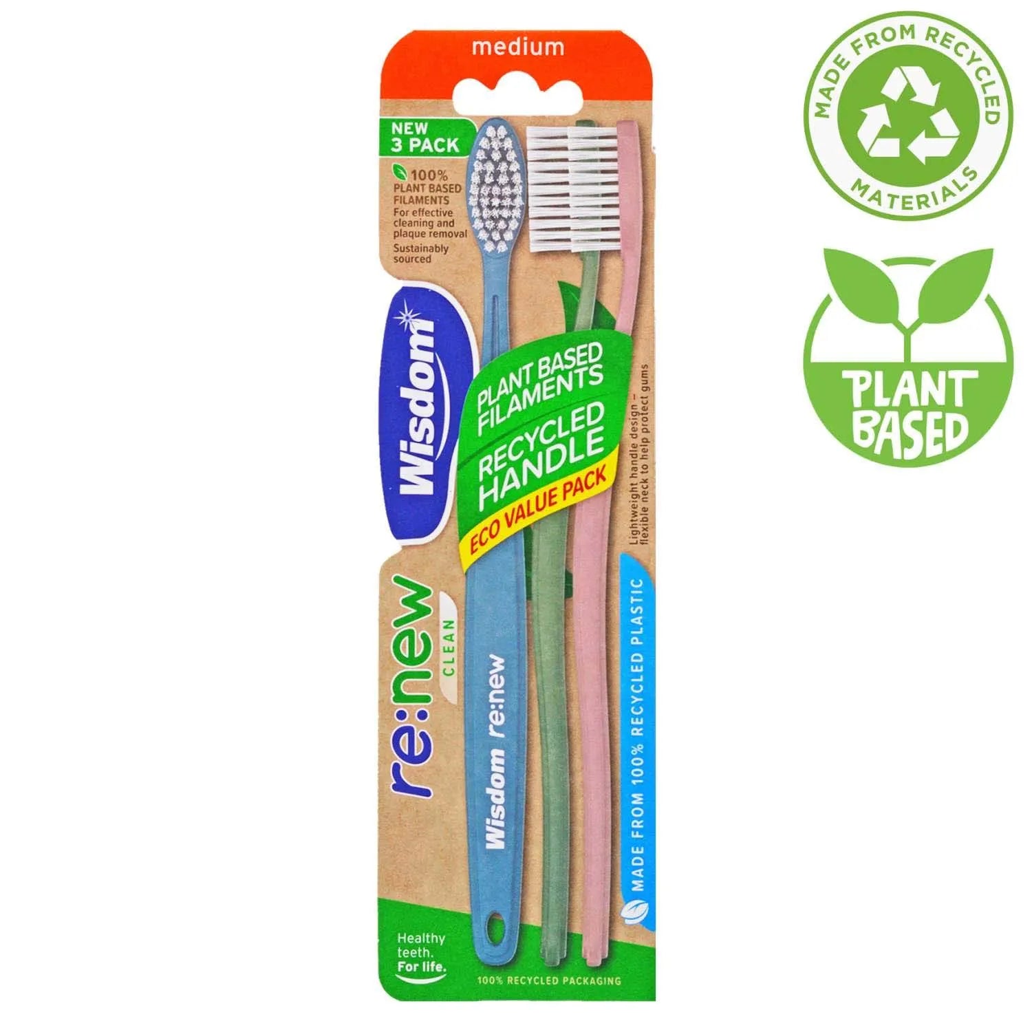 Wisdom Medium Renew T/Brushes 3 PK (Pack of 6)