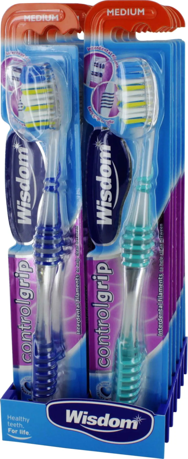 Wisdom Control Grip Medium Toothbrush X 12 (Pack of 12)
