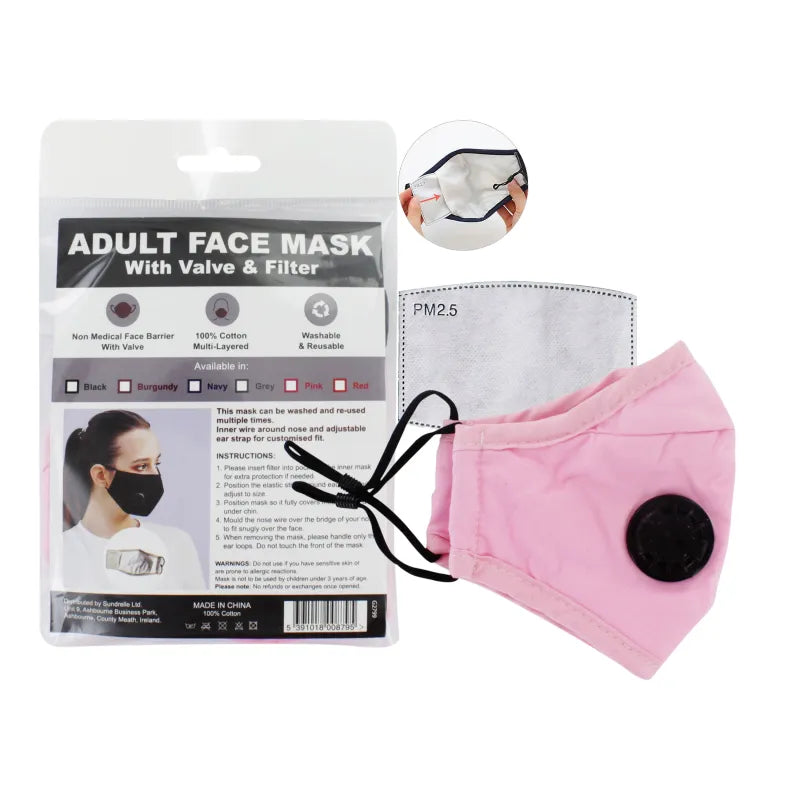 Reusable Layred Mask With Valve And Filter (Pack of 12)