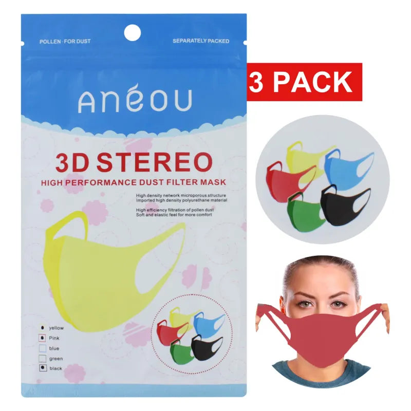 3 D Stereo Sponge Masks Coloured 3 Pack (Pack of 12)