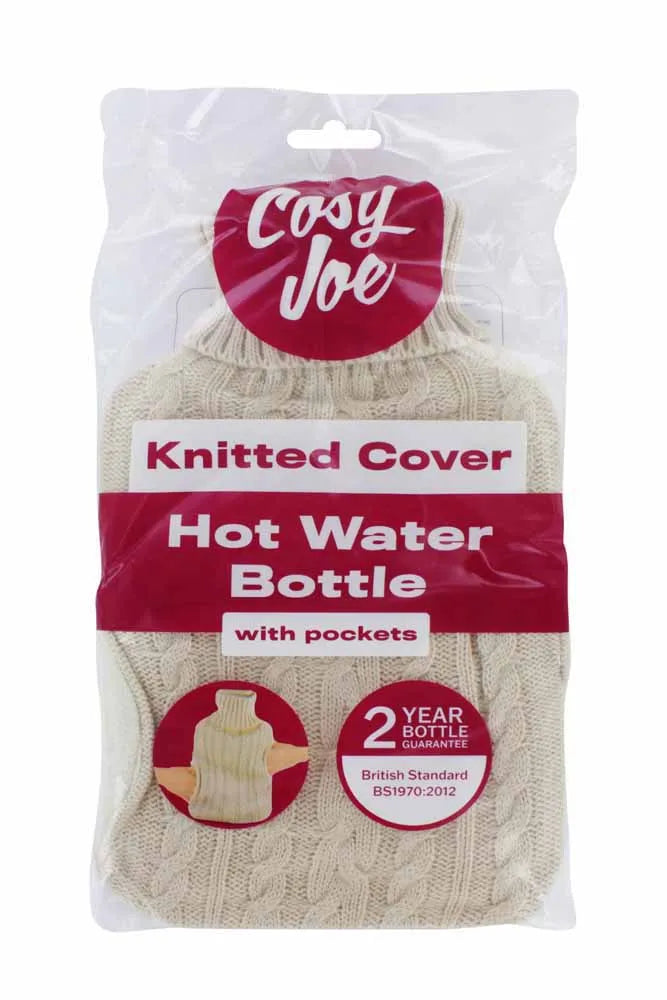 Knitted Hot Water Bottle With Pockets Cosy Joe (Pack of 3)