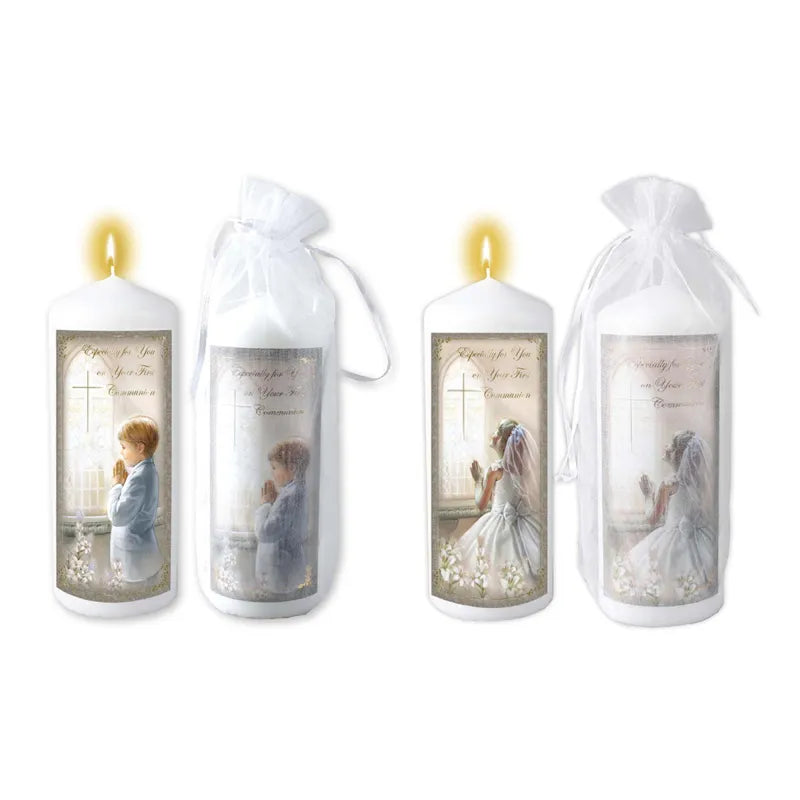 Holy Communion Pillar Candle Boy / Girl C86520/21 (Pack of 6)