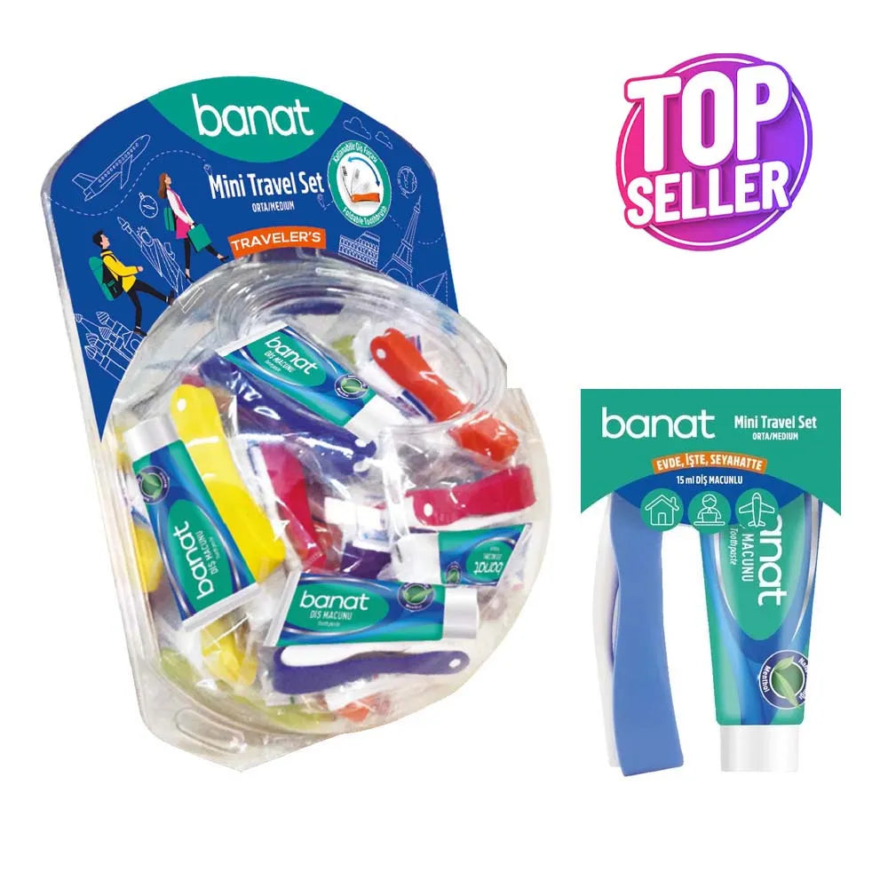 Banat Mini Travel Toothbrush Set X24 (Pack of 24)