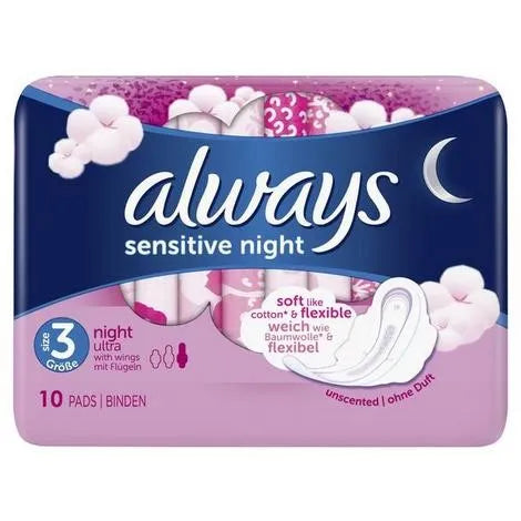 Always Sensitive Night 10'S With Wings (Pack of 6)