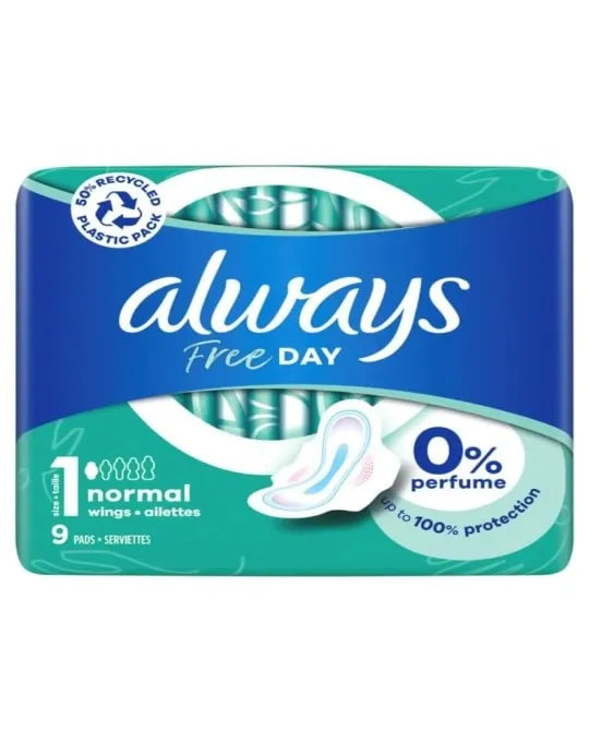 Always 9 Freeday Pads Normal With Wings (Pack of 6)