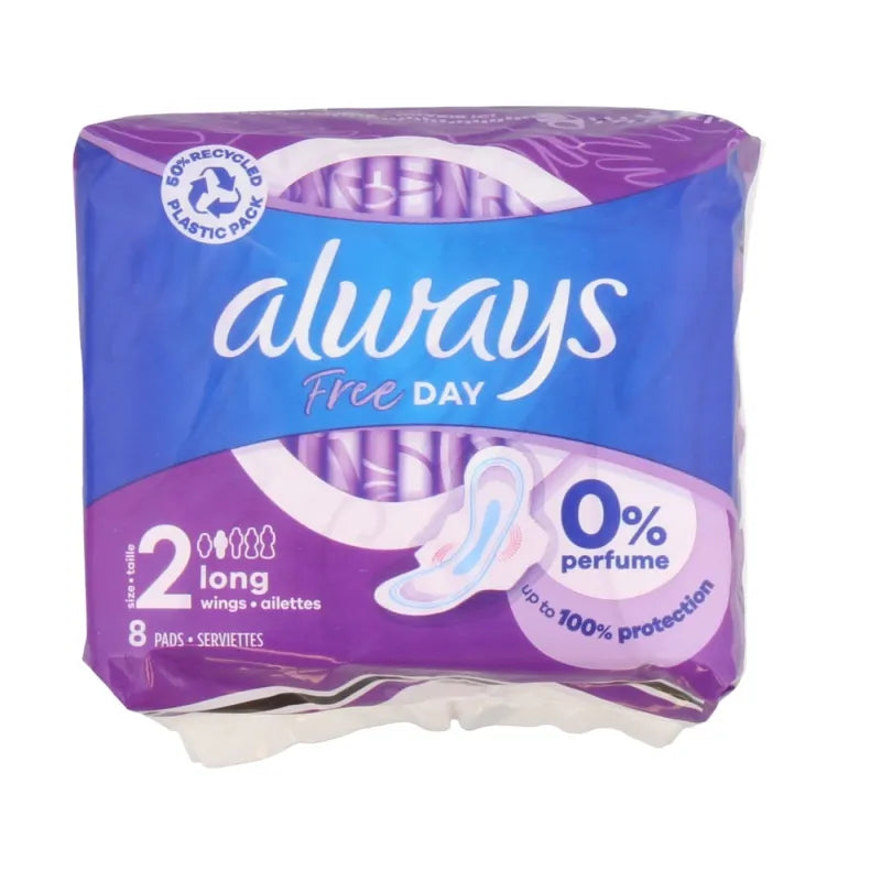 Always 8 Freeday Pads Long With Wings (Pack of 6)