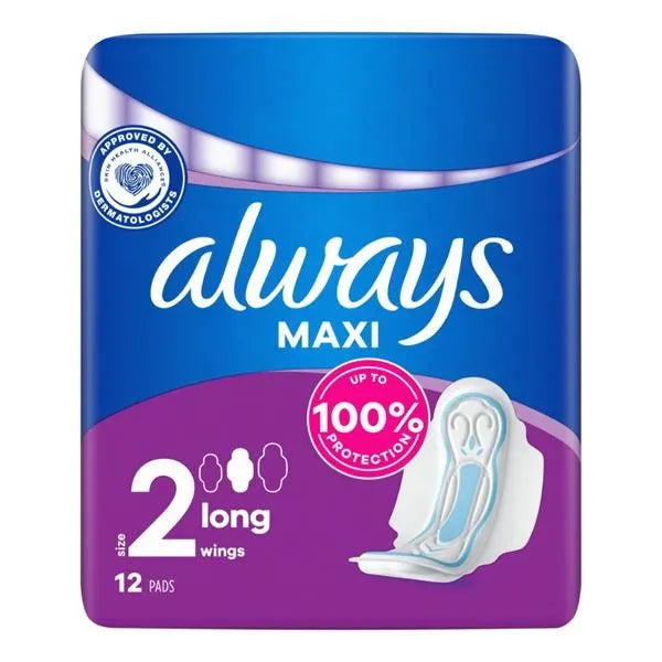 Always 12S Maxi Pads Long With Wing (Pack of 6)