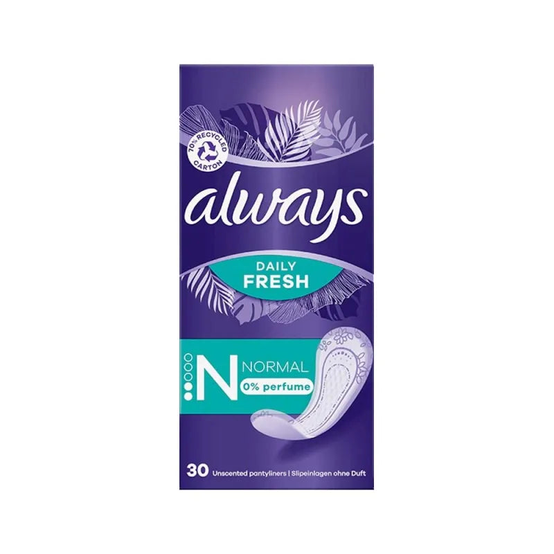 Always Daily Fresh 30S Singles Liners 0% Perfume (Pack of 6)